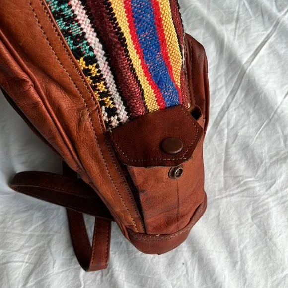 Real Leather Woven Backpack - Picture 3 of 5